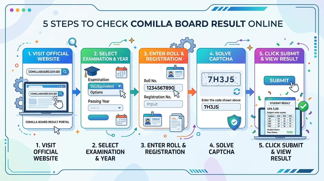 comilla board online result steps