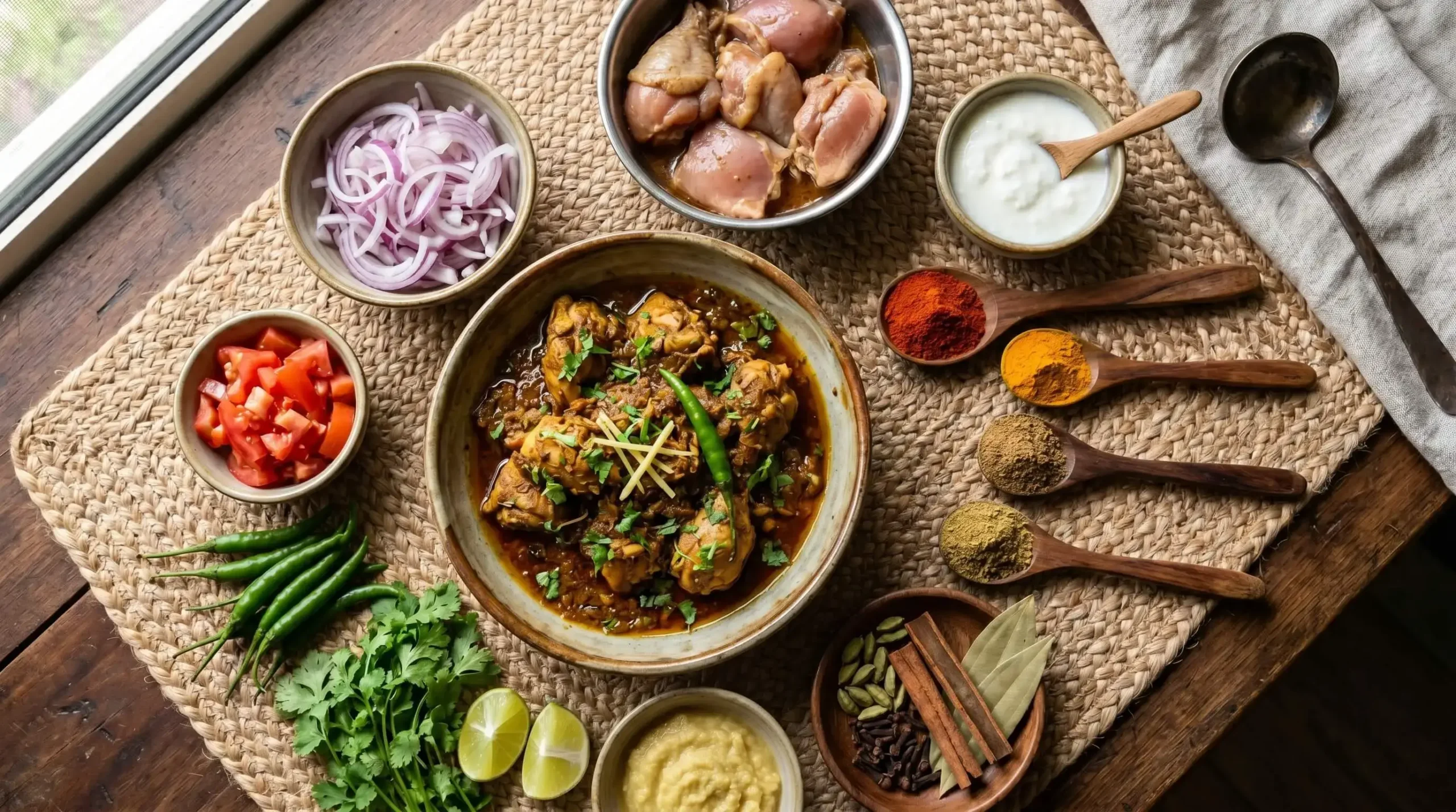 চিকেন ভুনা রান্নার উপকরণ