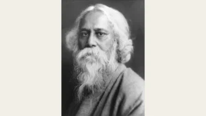 সাদা দাড়িসহ বৃদ্ধ বয়সে রবীন্দ্রনাথ ঠাকুরের প্রতিকৃতি, বিশ্বকবি ও নোবেলজয়ী সাহিত্যিক