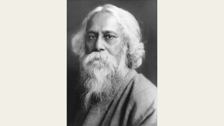 সাদা দাড়িসহ বৃদ্ধ বয়সে রবীন্দ্রনাথ ঠাকুরের প্রতিকৃতি, বিশ্বকবি ও নোবেলজয়ী সাহিত্যিক